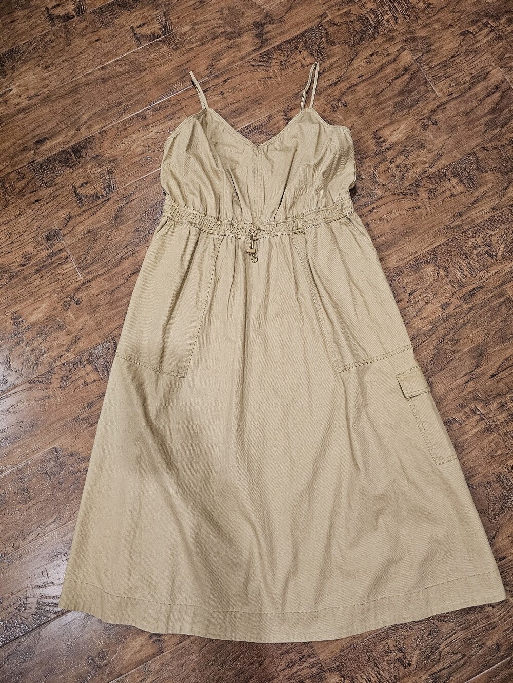 NWT Woolrich Khaki Spaghetti-Strap Midi Dress